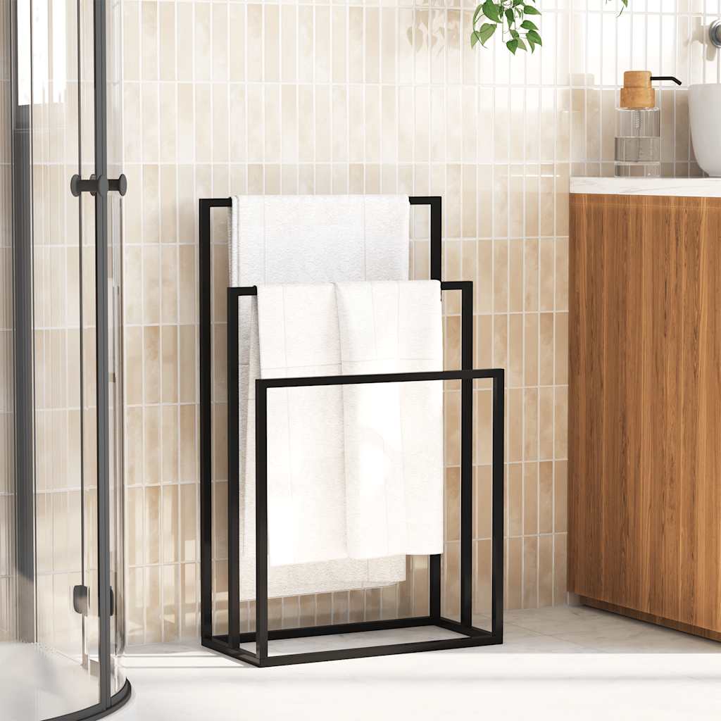 Freestanding Towel Rack Black 48x24x79 cm Iron