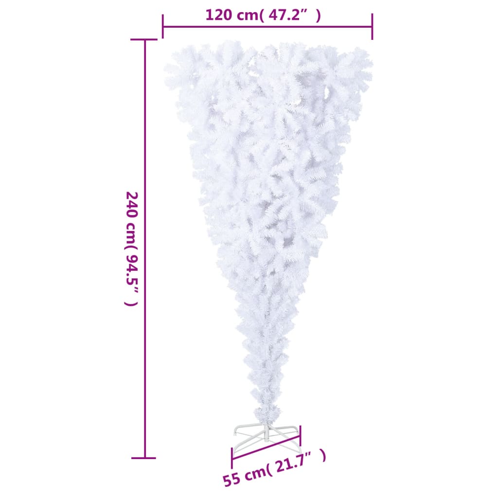 Upside-down Artificial Christmas Tree with Stand White 240 cm