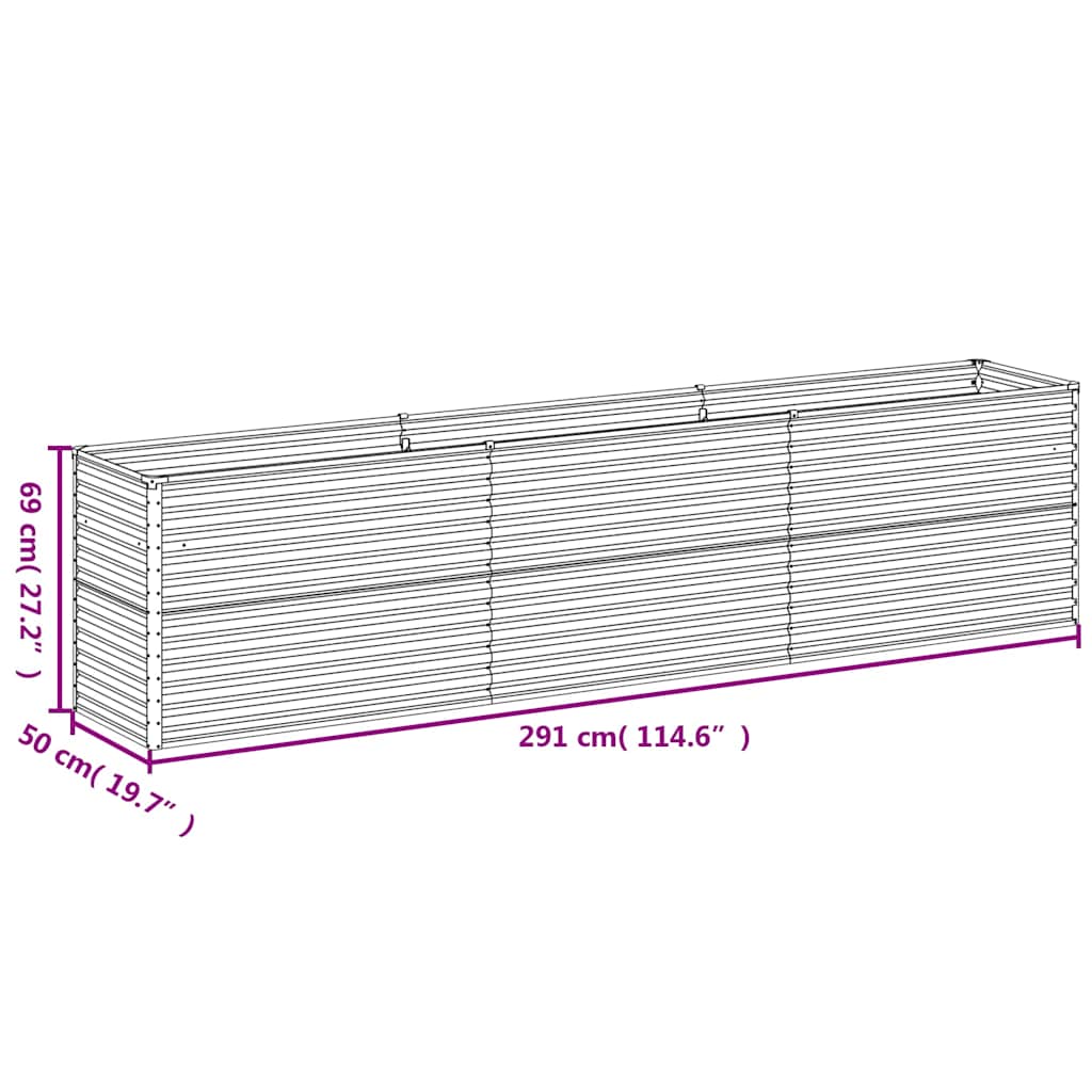Garden Raised Bed 291x50x69 cm Corten Steel