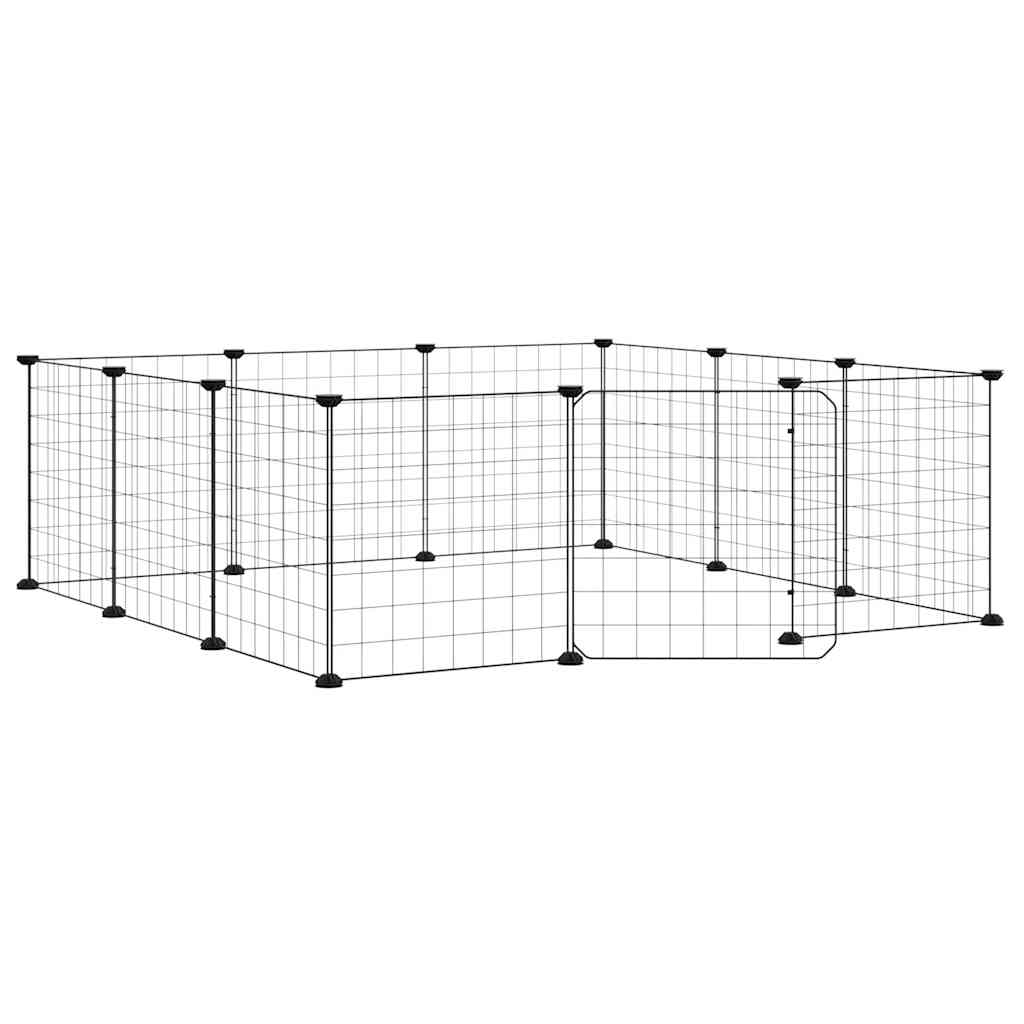 12-Panel Pet Cage with Door Black 35x35 cm Steel