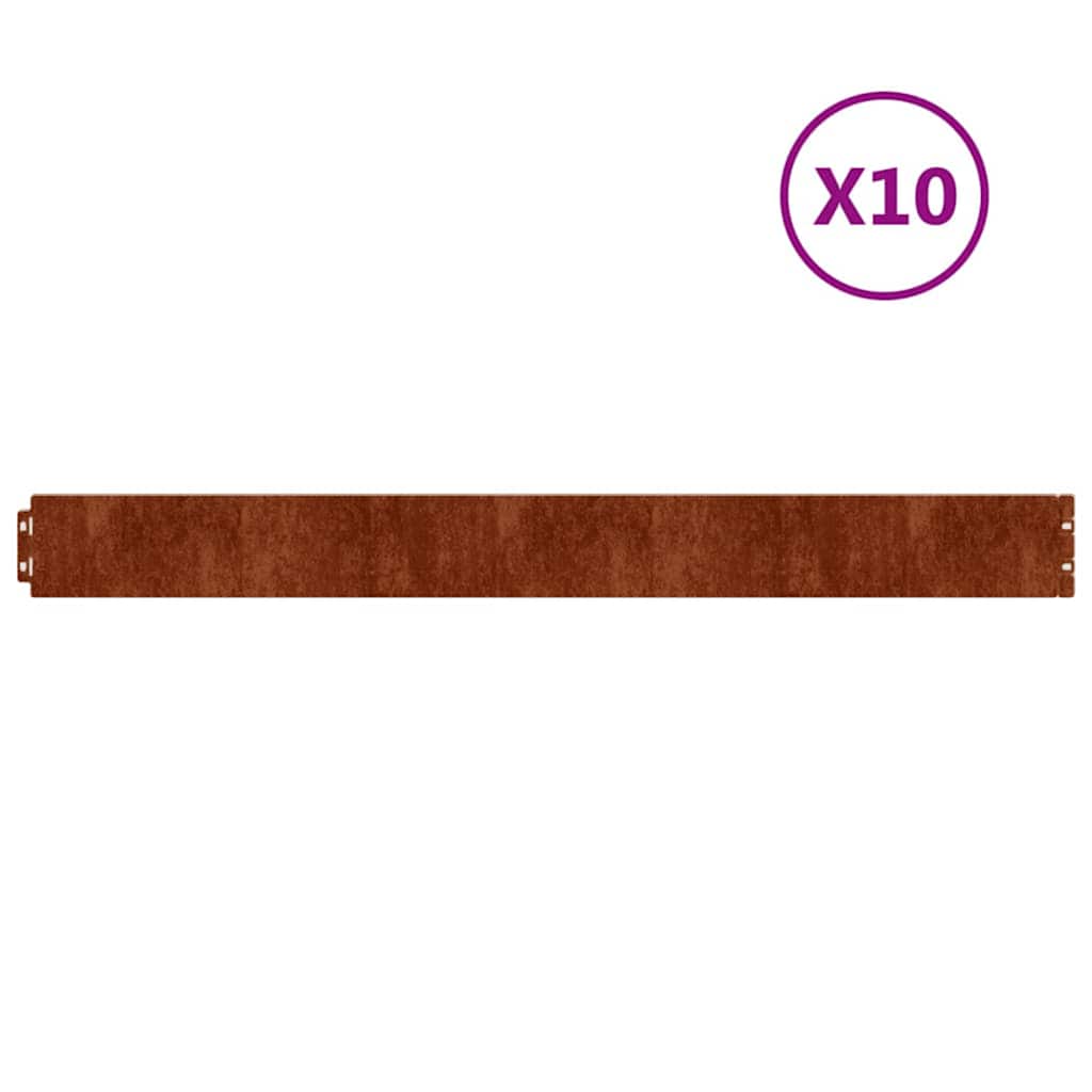Lawn Edgings 10 pcs 10x103 cm Flexible Corten steel
