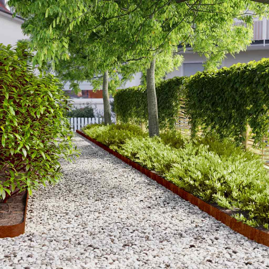 Lawn Edgings 10 pcs 10x103 cm Flexible Corten steel