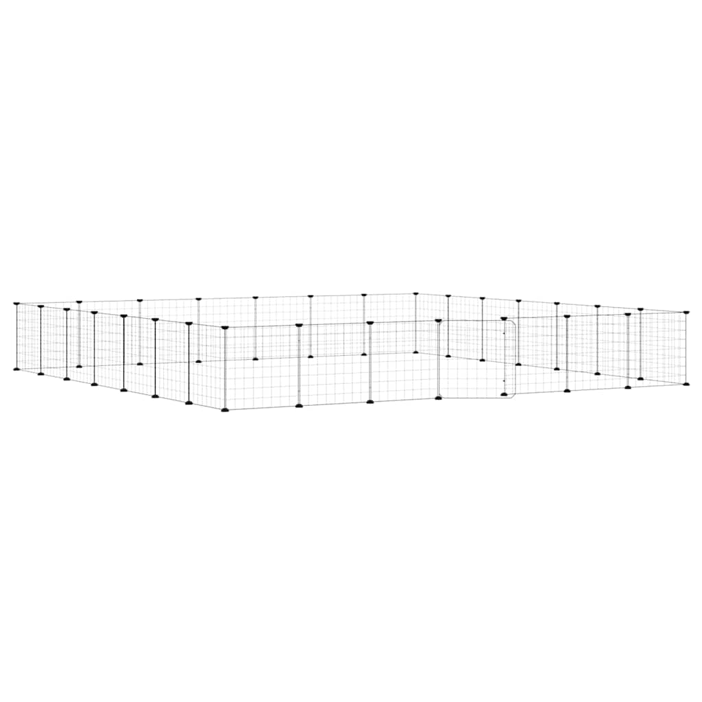 28-Panel Pet Cage with Door Black 35x35 cm Steel