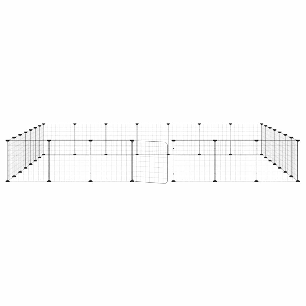 28-Panel Pet Cage with Door Black 35x35 cm Steel