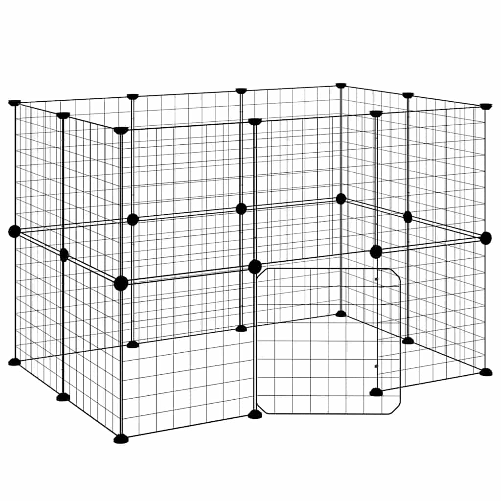 20-Panel Pet Cage with Door Black 35x35 cm Steel