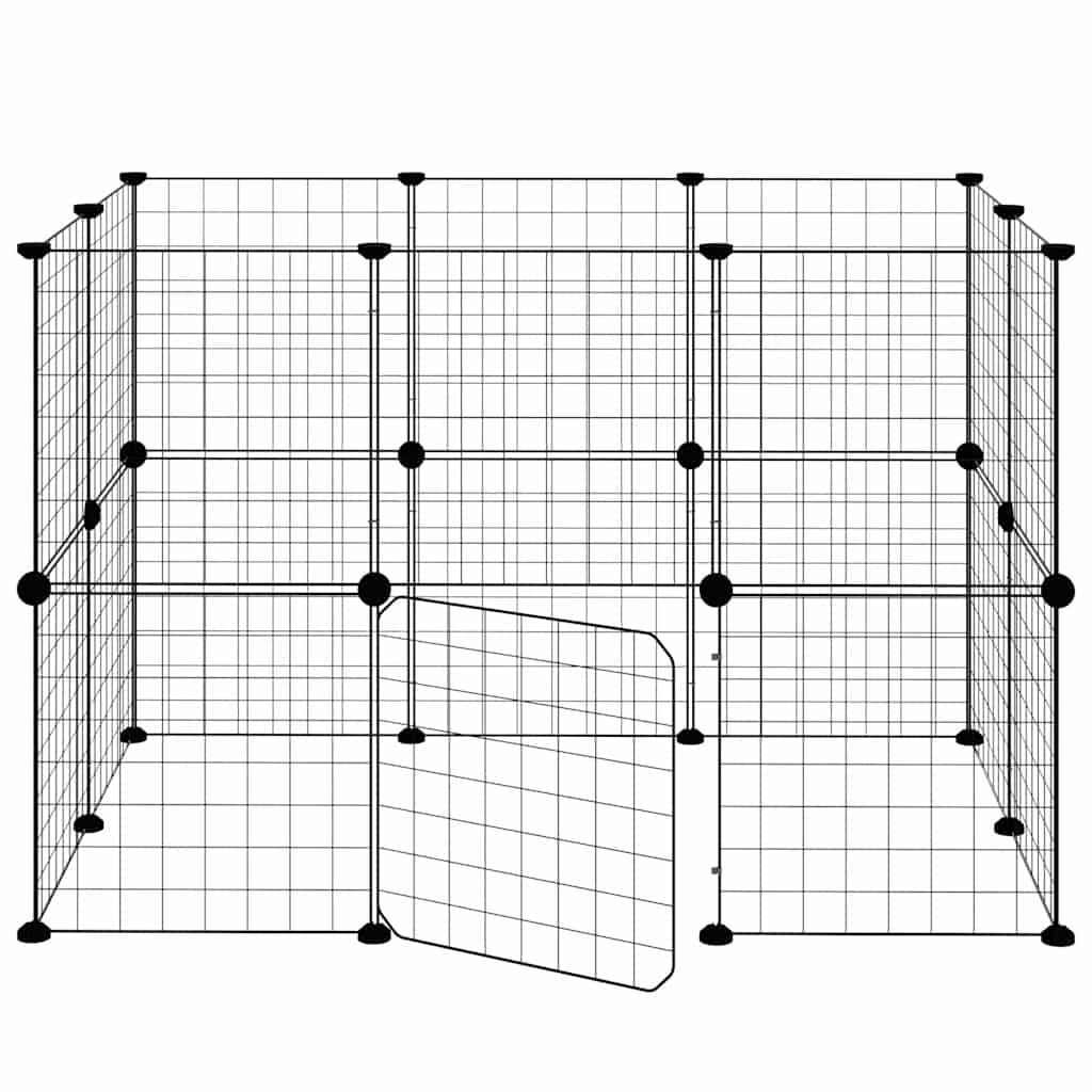 20-Panel Pet Cage with Door Black 35x35 cm Steel
