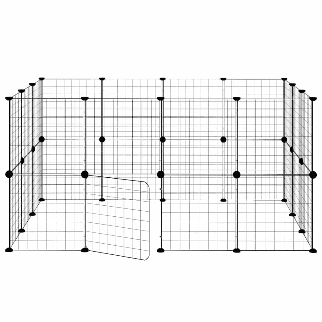 28-Panel Pet Cage with Door Black 35x35 cm Steel