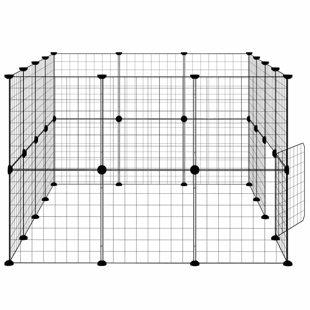 28-Panel Pet Cage with Door Black 35x35 cm Steel