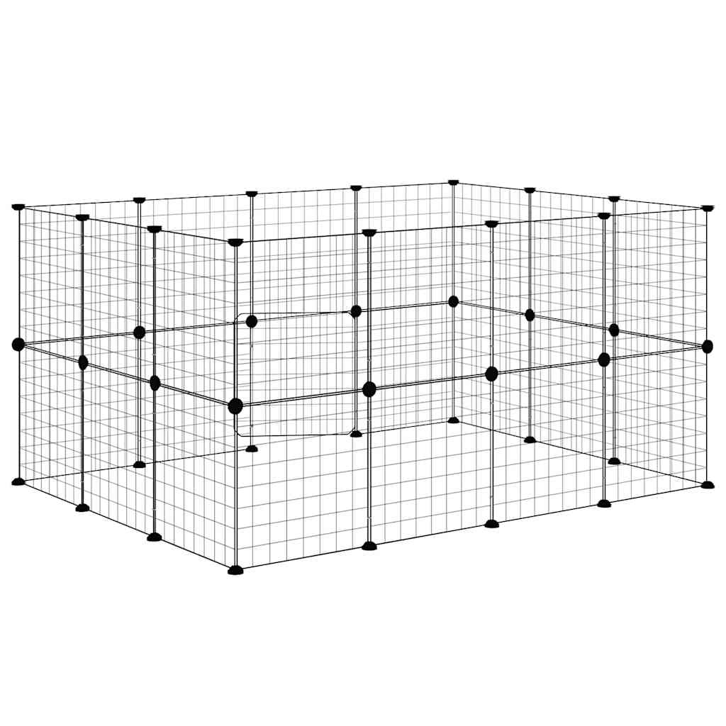 28-Panel Pet Cage with Door Black 35x35 cm Steel