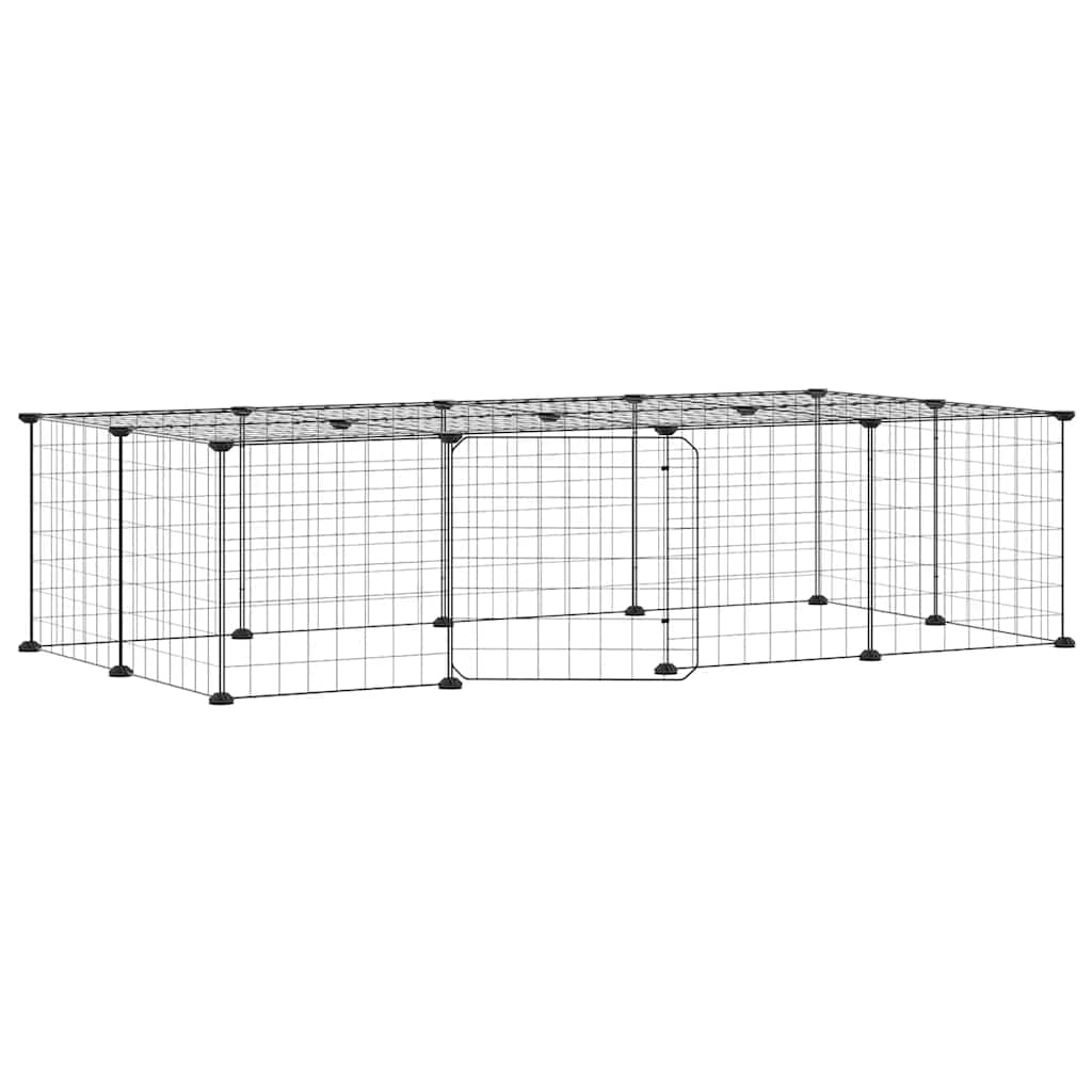 20-Panel Pet Cage with Door Black 35x35 cm Steel