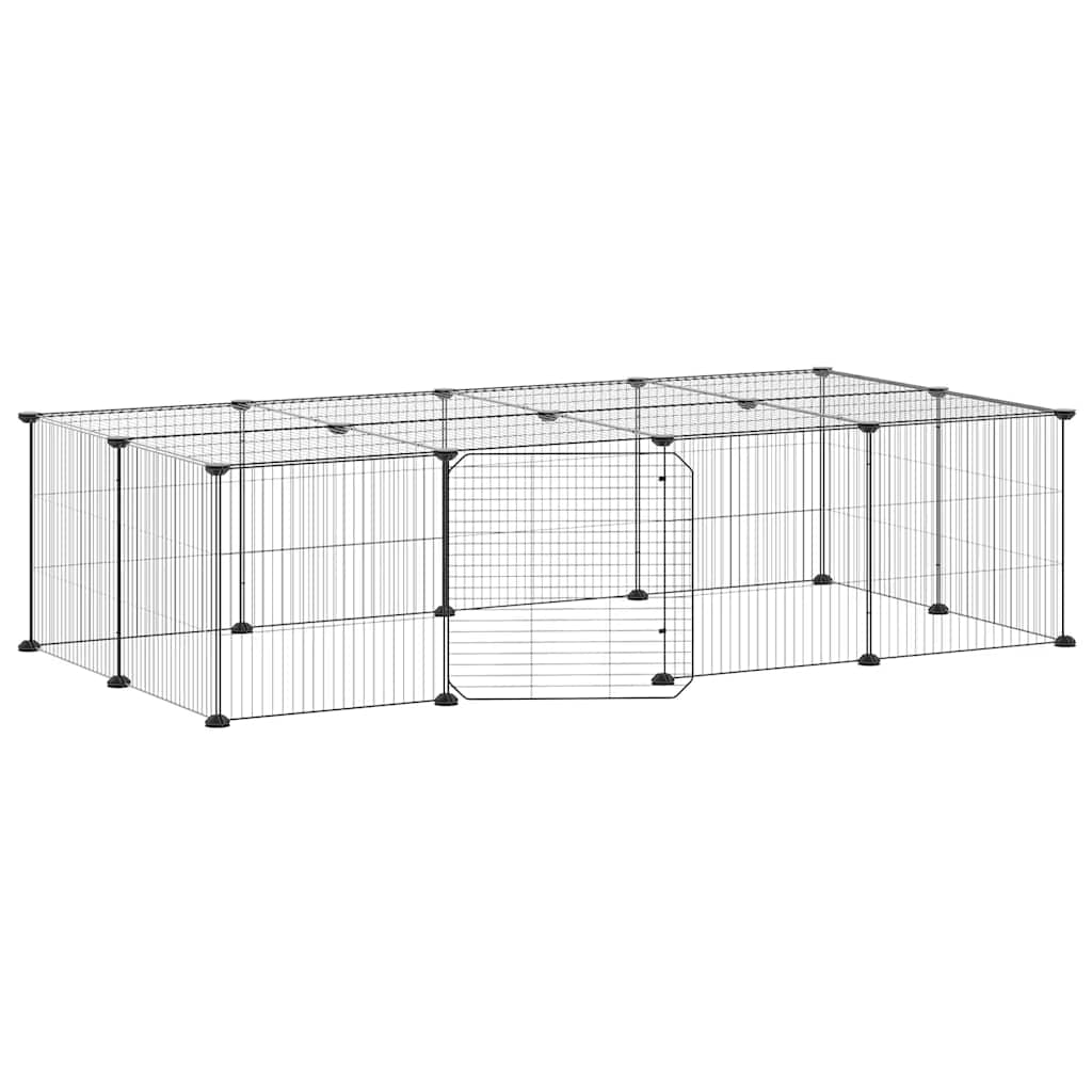 20-Panel Pet Cage with Door Black 35x35 cm Steel