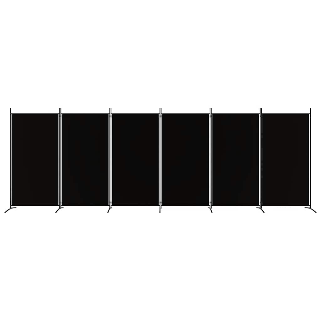 6-Panel Room Divider Black 520x180 cm Fabric