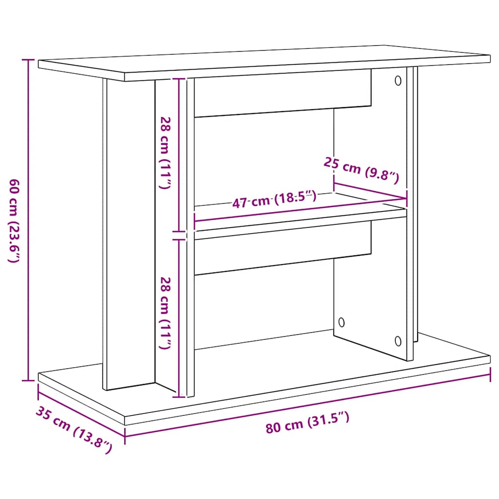 Aquarium Stand Sonoma Oak 80x35x60 cm Engineered Wood