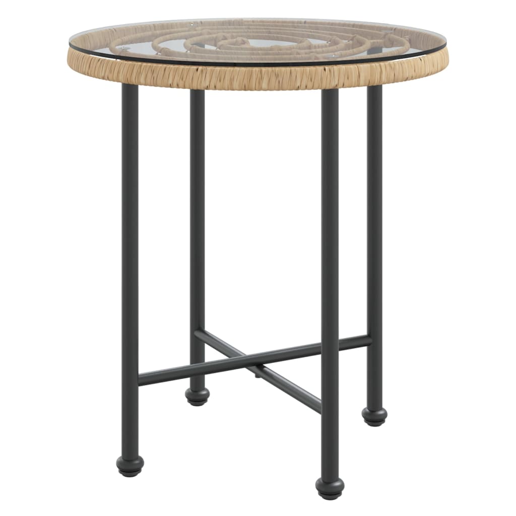 Dining Table Ã˜50 cmÂ Tempered Glass and Steel