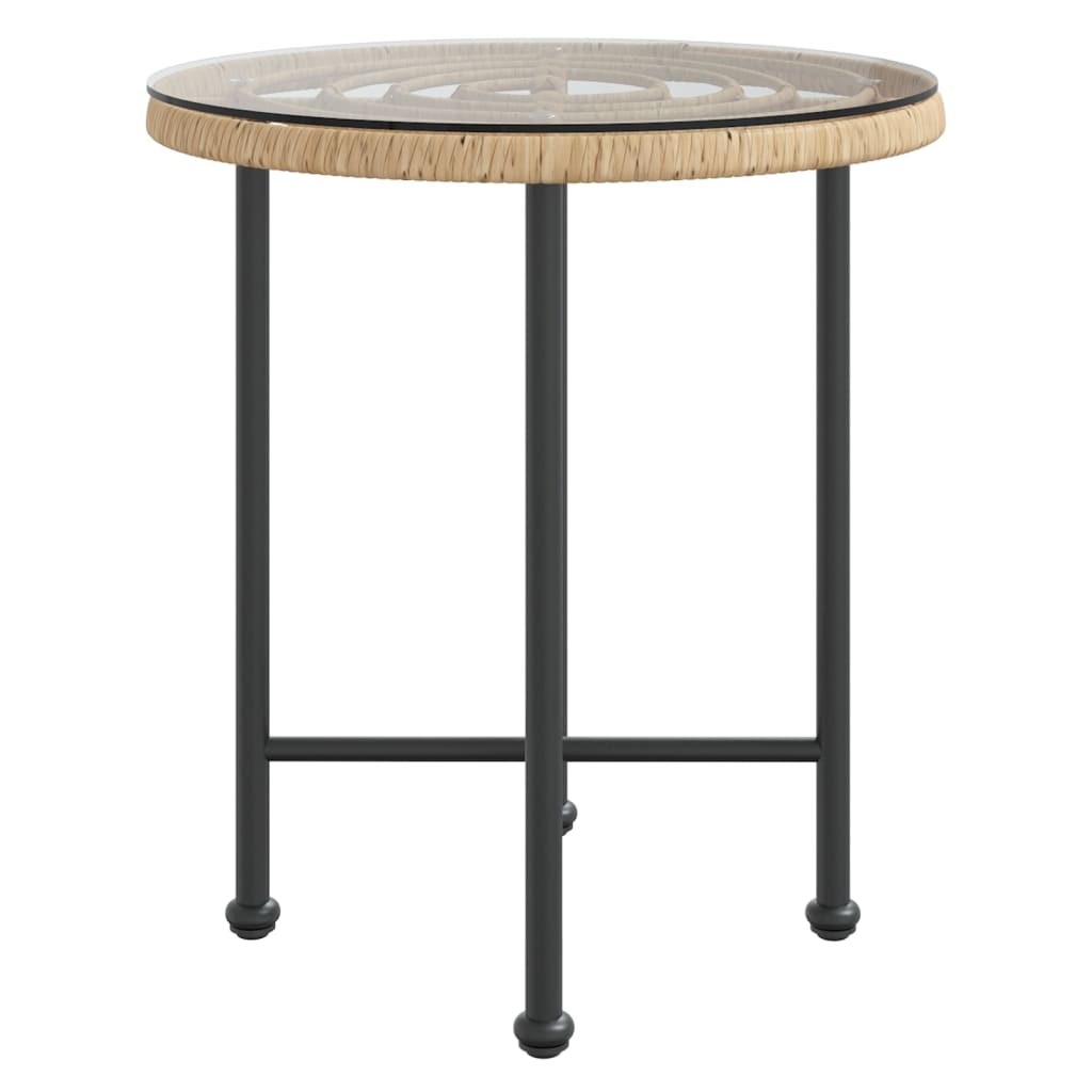 Dining Table Ã˜50 cmÂ Tempered Glass and Steel