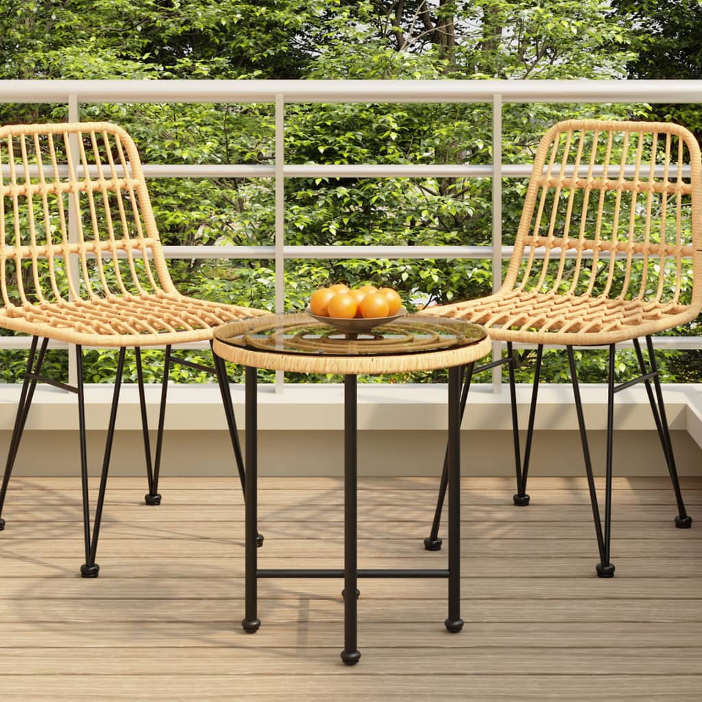 Dining Table Ã˜50 cmÂ Tempered Glass and Steel