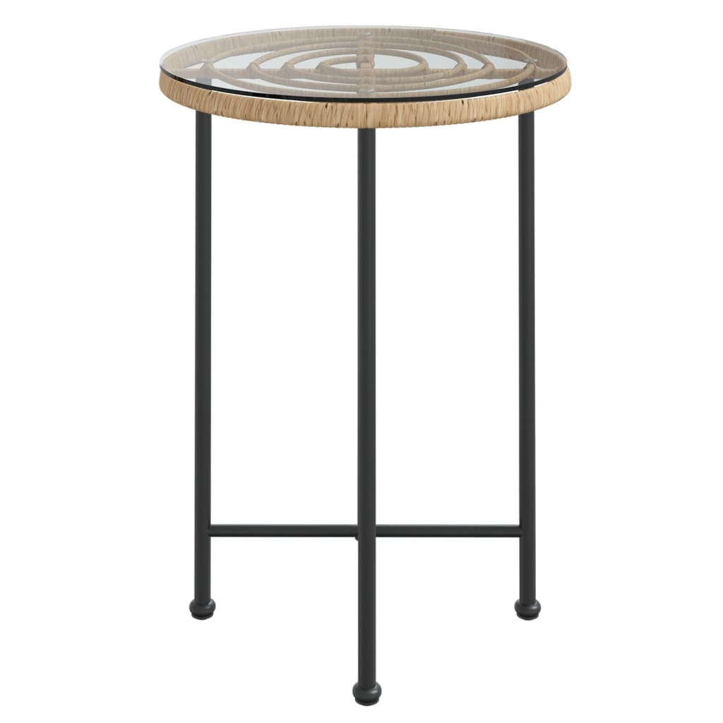 Dining Table Ã˜55 cmÂ Tempered Glass and Steel