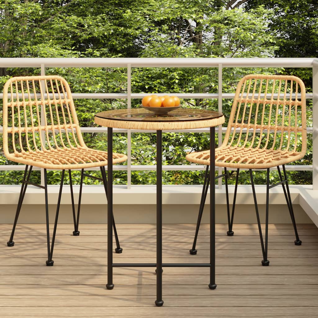 Dining Table Ã˜55 cmÂ Tempered Glass and Steel
