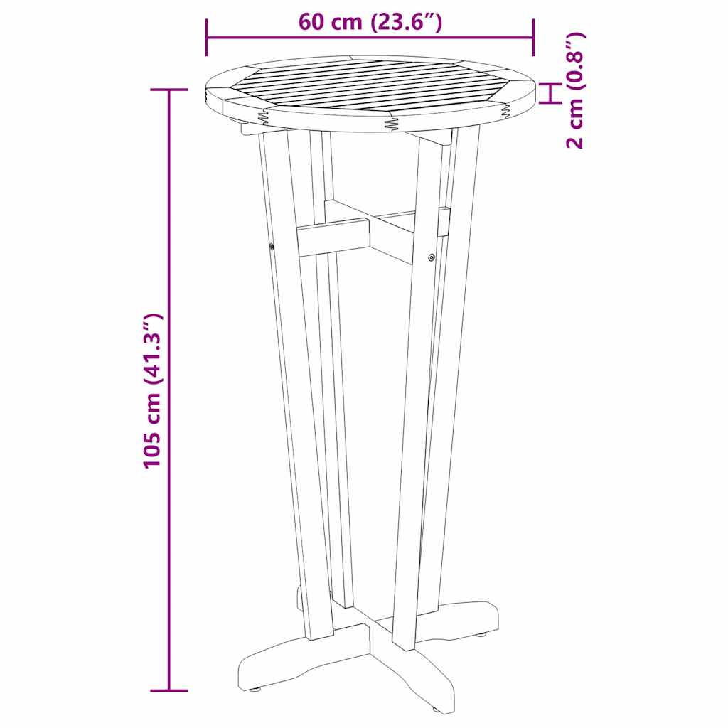 Garden Bar Table Ã˜60x105 cm Solid Wood Acacia