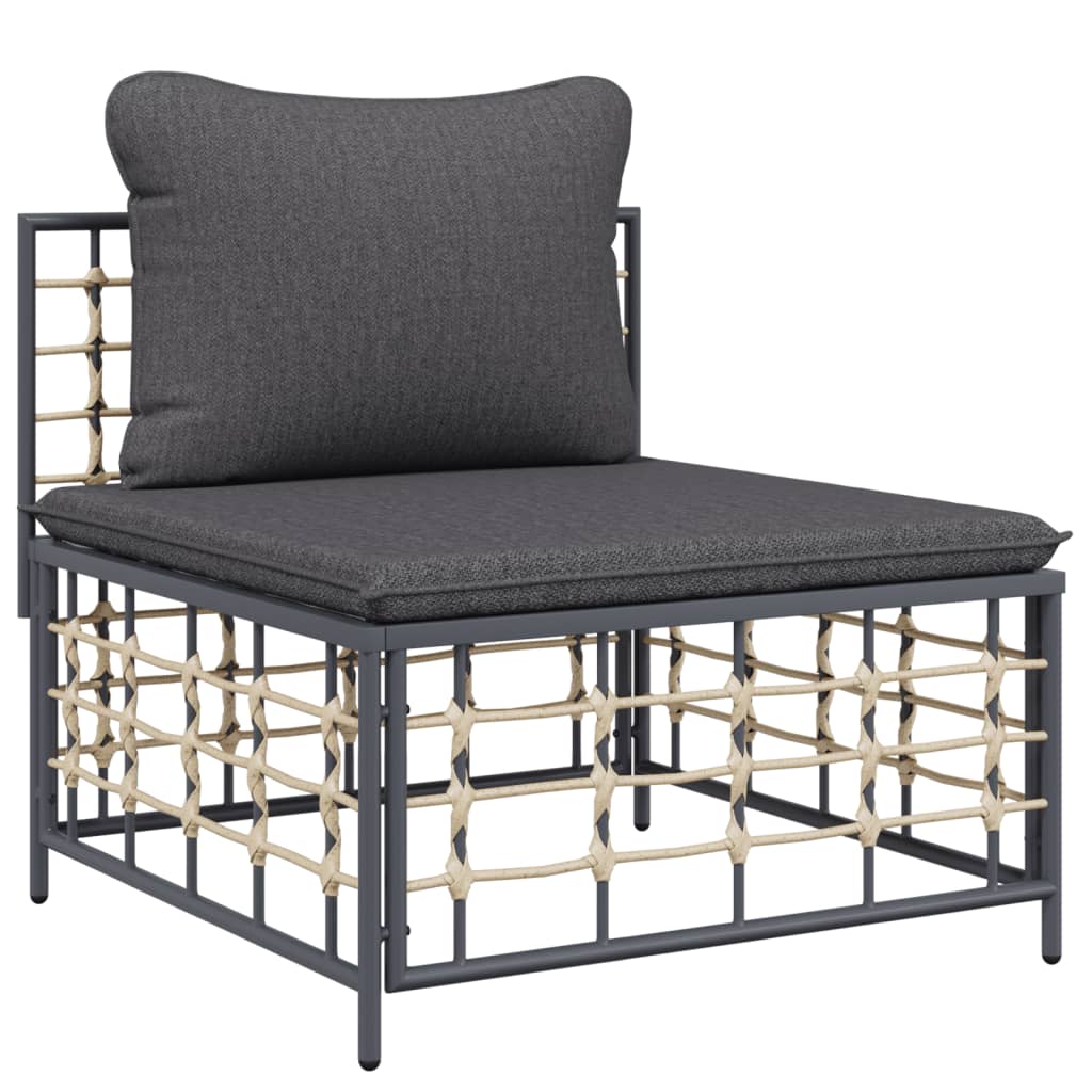3 Piece Garden Lounge Set with Cushions Anthracite Poly Rattan