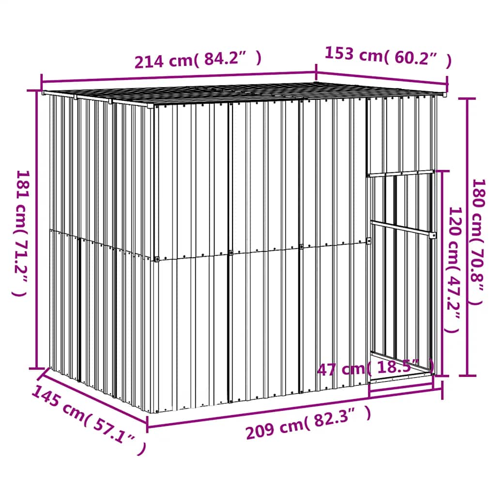 Dog House with Roof Anthracite 214x153x181 cm Galvanised Steel