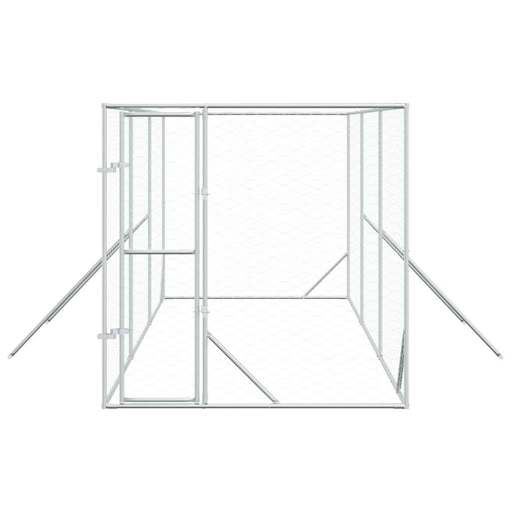 Outdoor Dog Kennel Silver 2x6x2 m Galvanised Steel