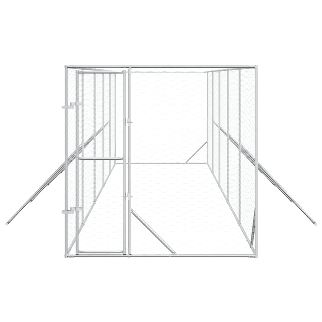 Outdoor Dog Kennel Silver 2x10x2 m Galvanised Steel