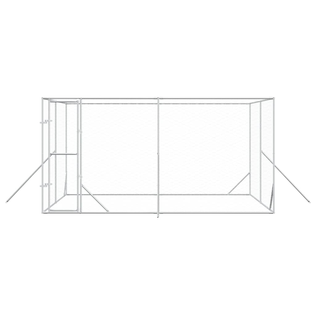 Outdoor Dog Kennel Silver 4x4x2 m Galvanised Steel