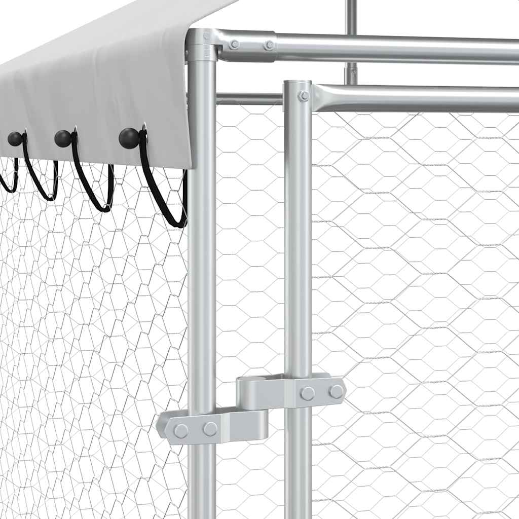 Outdoor Dog Kennel with Roof Silver 6x2x2.5 m Galvanised Steel