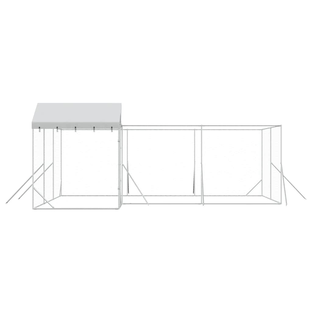 Outdoor Dog Kennel with Roof Silver 6x6x2.5 m Galvanised Steel