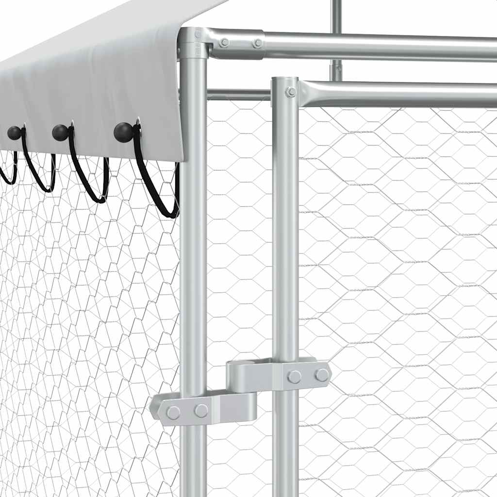 Outdoor Dog Kennel with Roof Silver 6x6x2.5 m Galvanised Steel