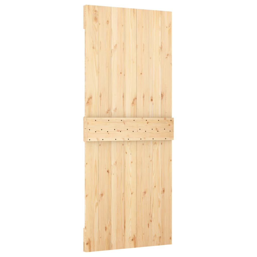Sliding Door with Hardware Set 80x210 cm Solid Wood Pine