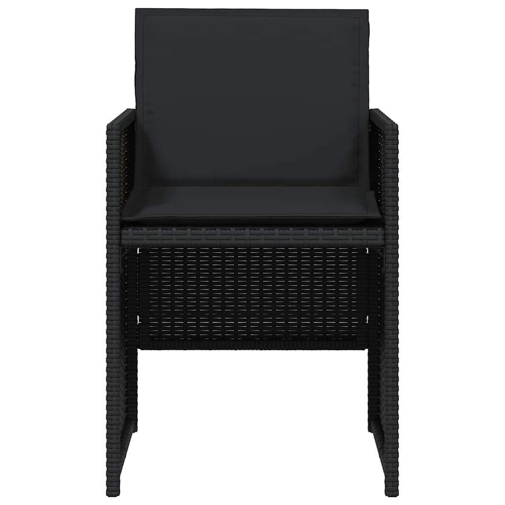 Garden Chairs with Cushions 4 pcs Black Poly Rattan