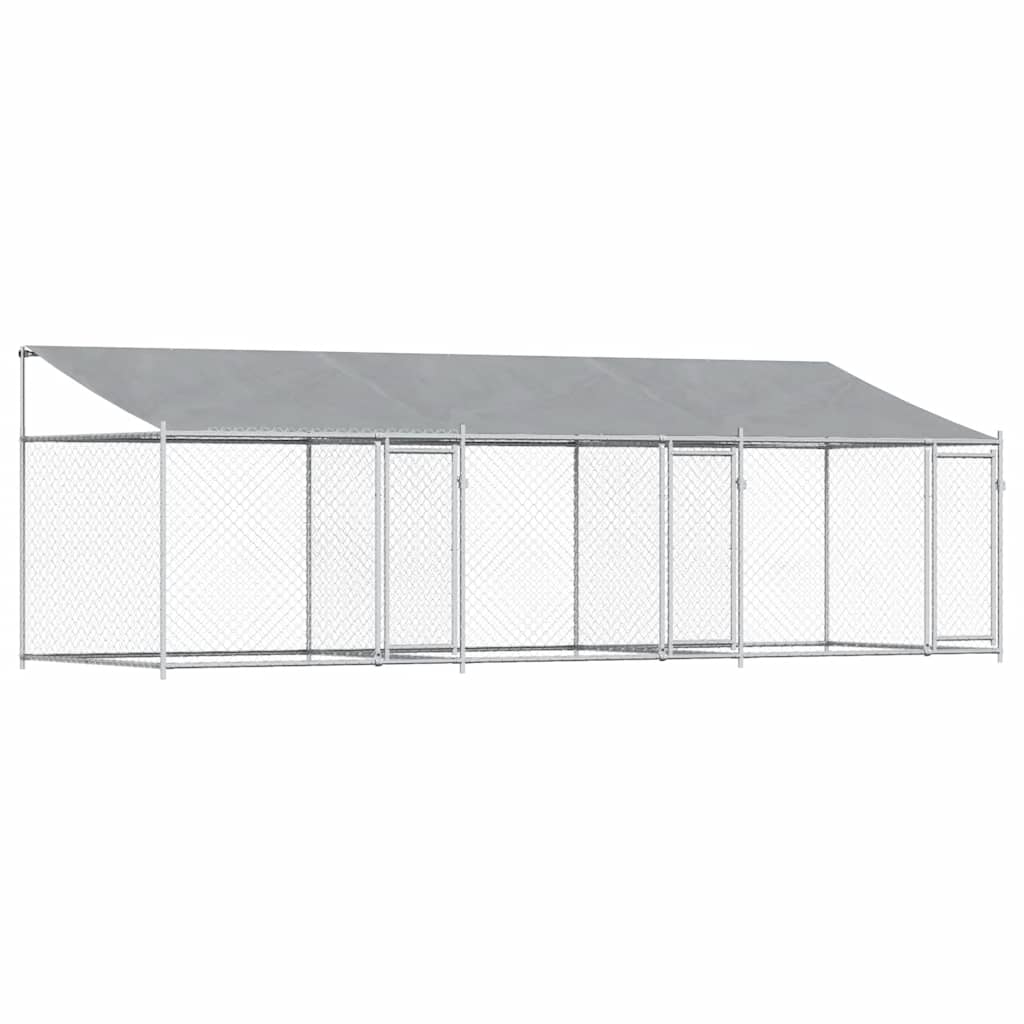 Dog Cage with Roof and Doors Grey 6x2x2 m Galvanised Steel