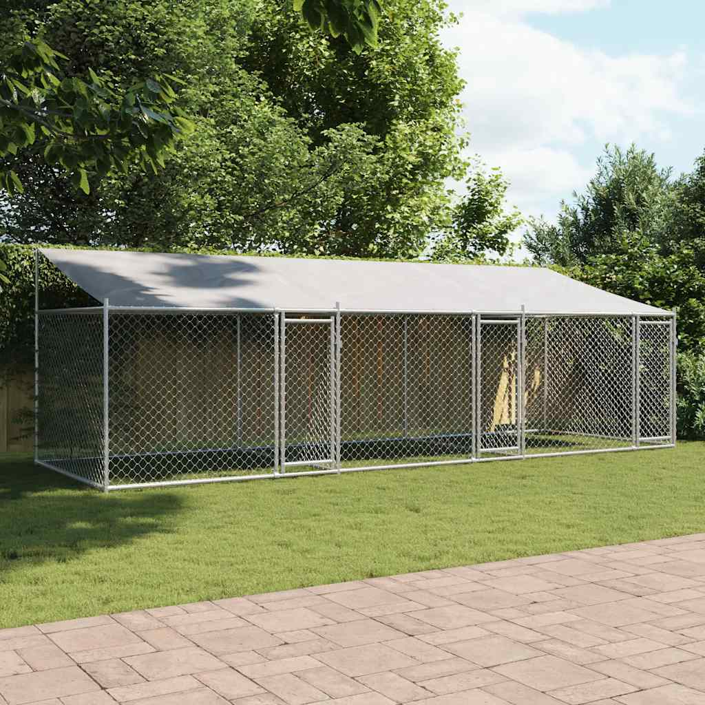 Dog Cage with Roof and Doors Grey 6x2x2 m Galvanised Steel