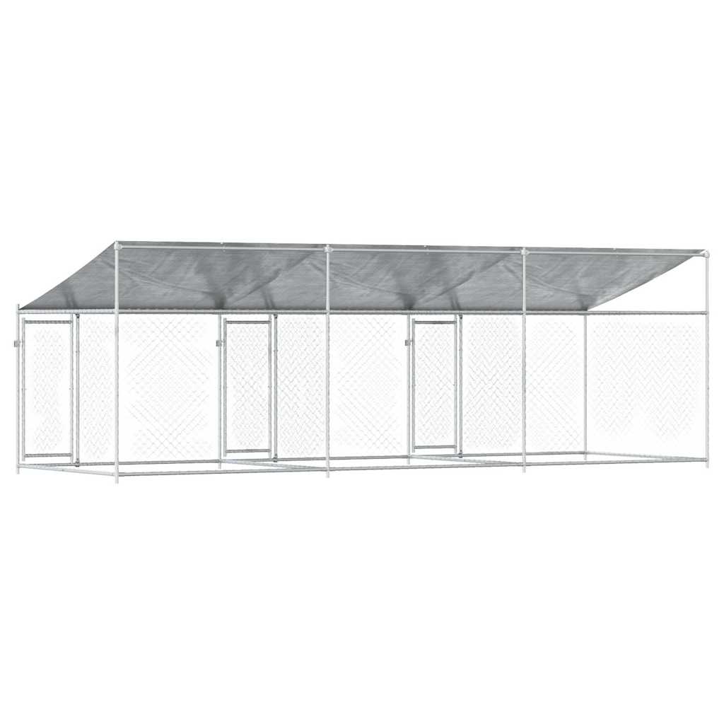 Dog Cage with Roof and Doors Grey 6x2x2 m Galvanised Steel