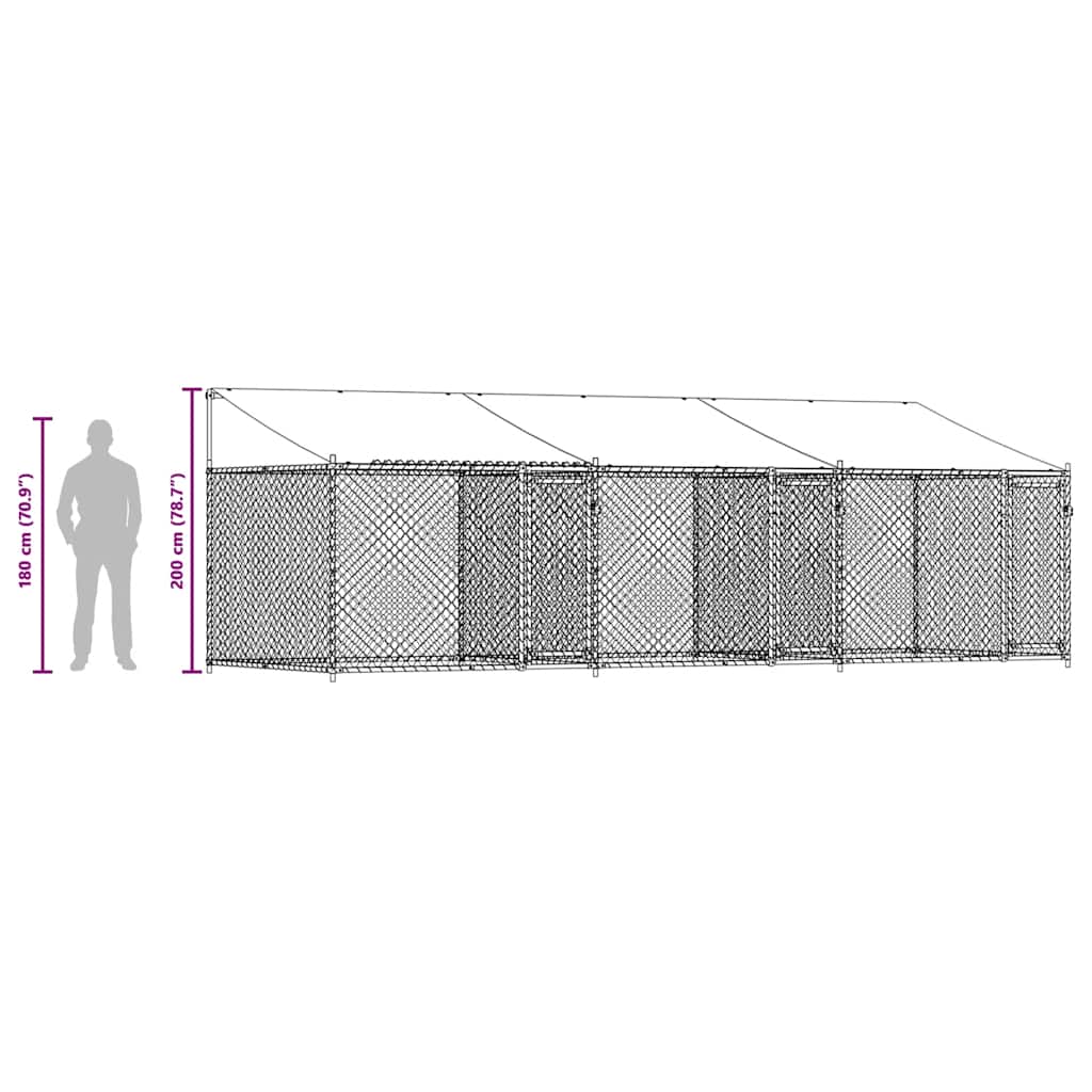 Dog Cage with Roof and Doors Grey 6x2x2 m Galvanised Steel