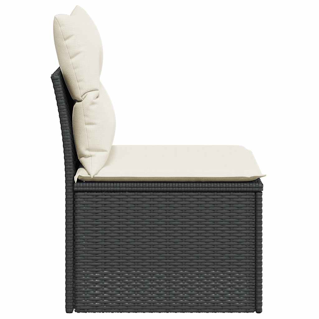 Garden Sofa Armless with Cushions Black Poly Rattan