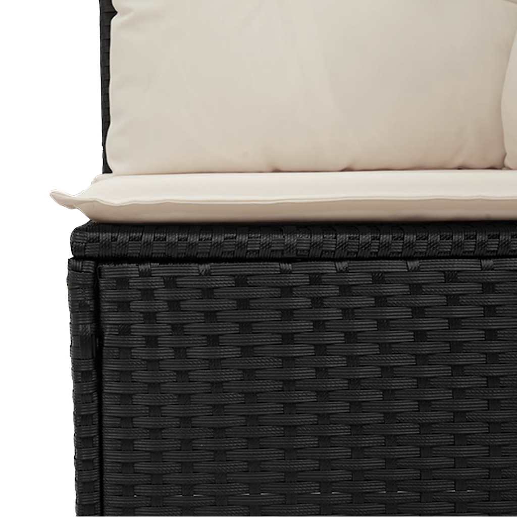 Garden Sofa Armless with Cushions Black Poly Rattan