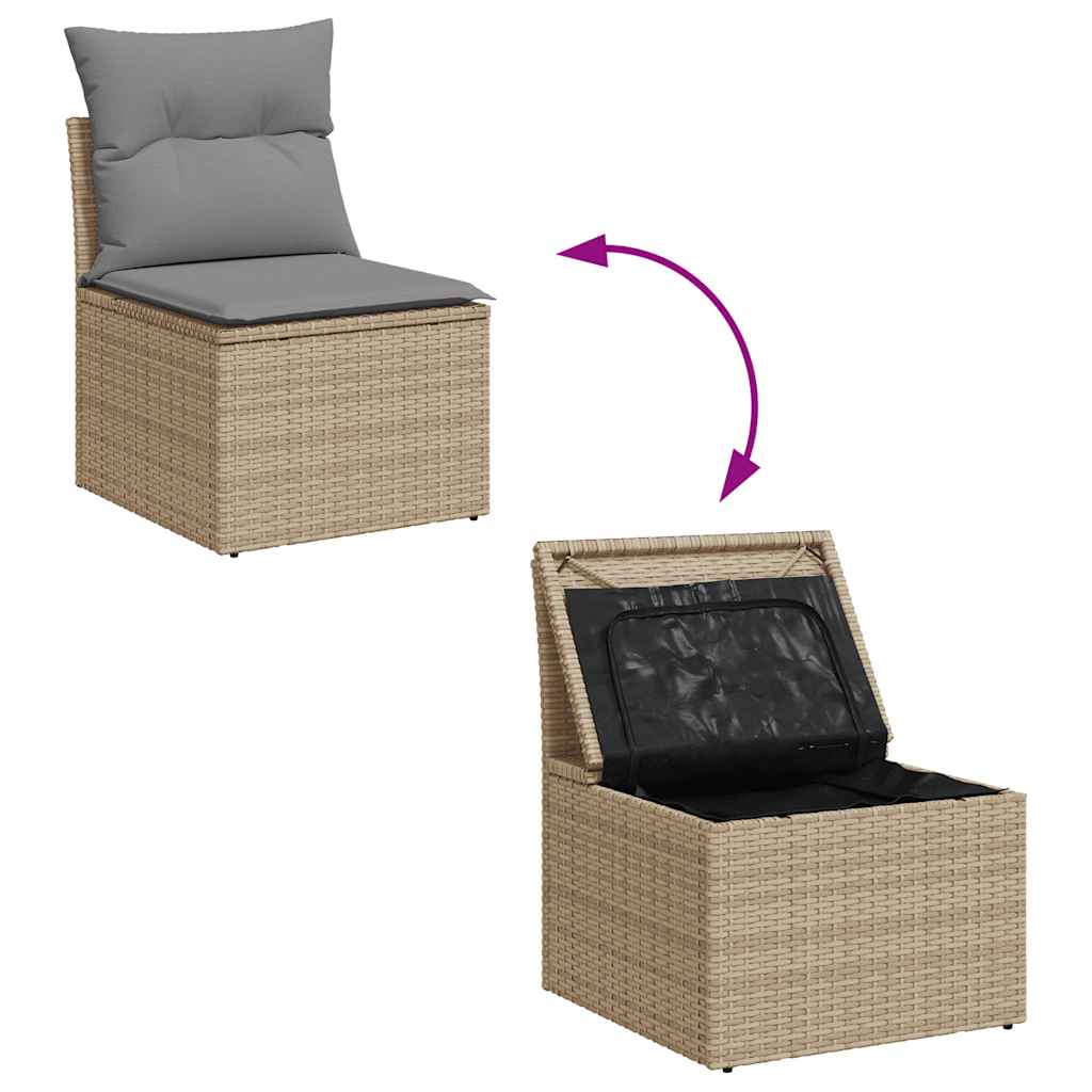 Garden Chair Armless with Cushions Beige Poly Rattan