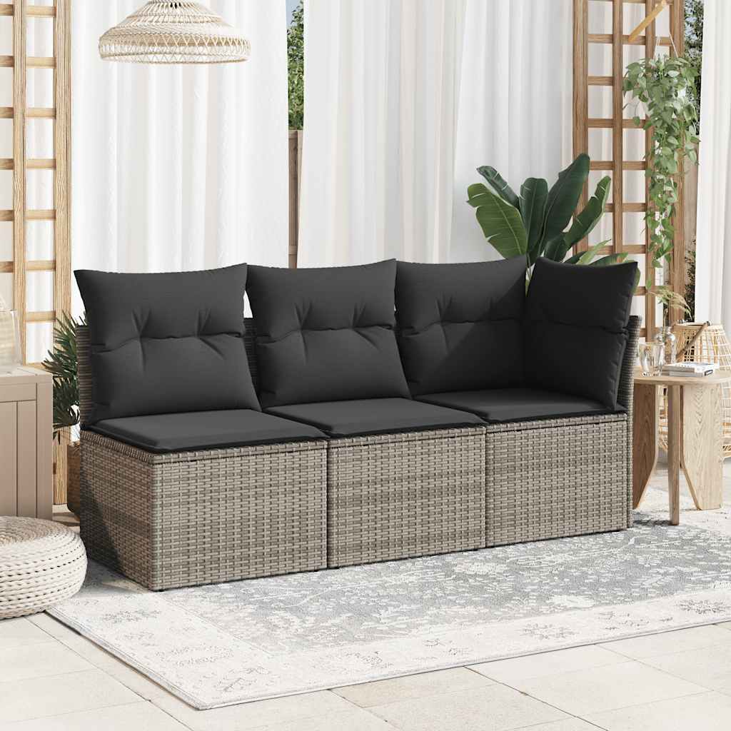 Garden Sofa Armless with Cushions Grey Poly Rattan