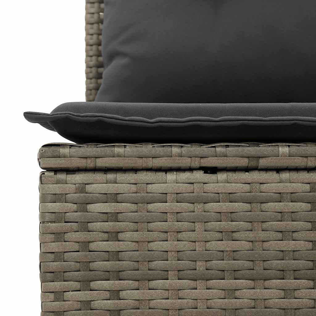 Garden Sofa Armless with Cushions Grey Poly Rattan