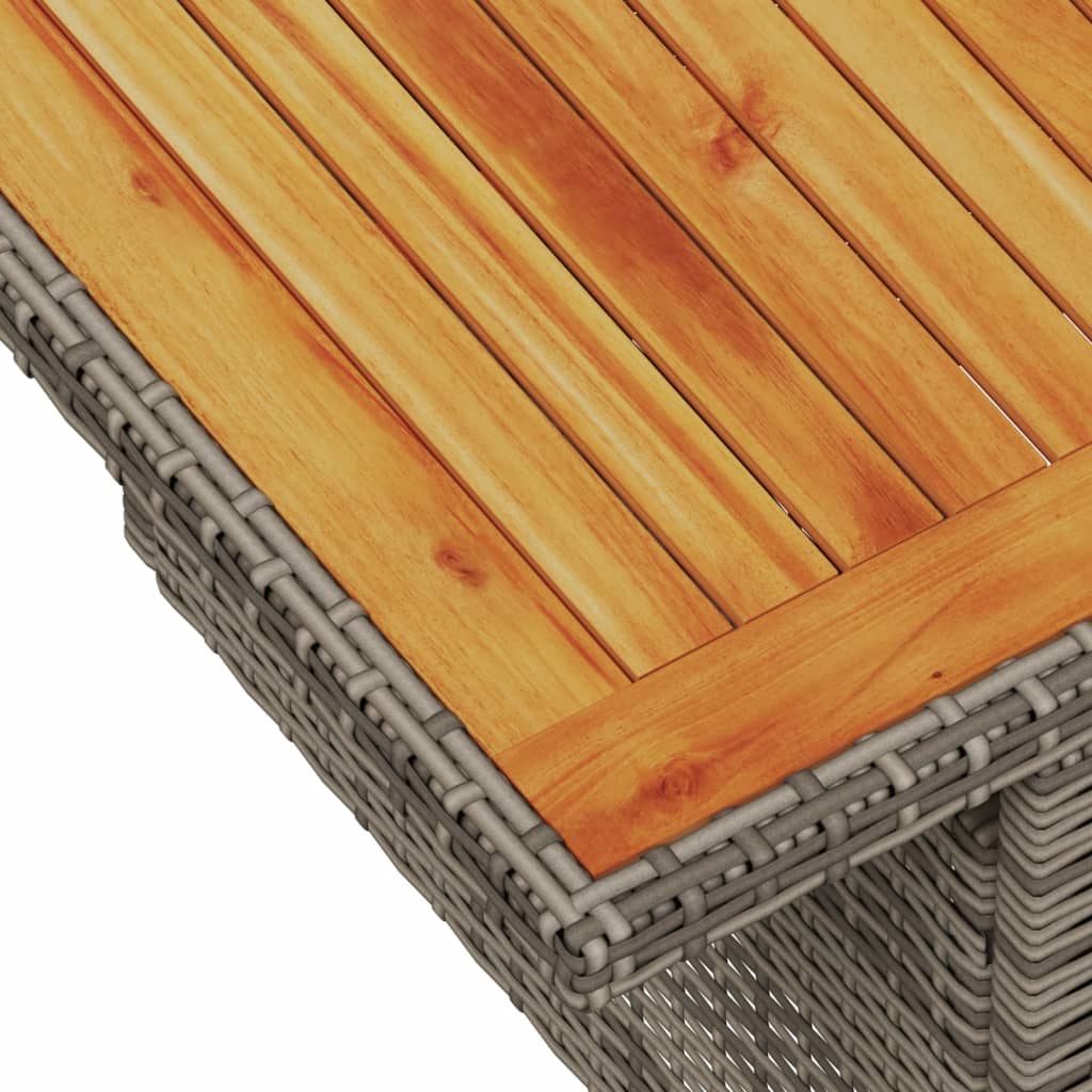 Garden Table Grey 100x55x73 cm Poly Rattan and Acacia Wood