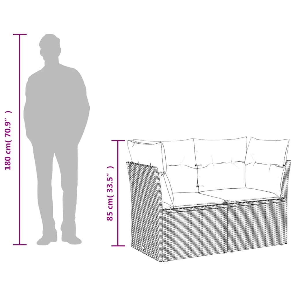 Garden Sofa with Cushions 2-Seater Grey Poly Rattan