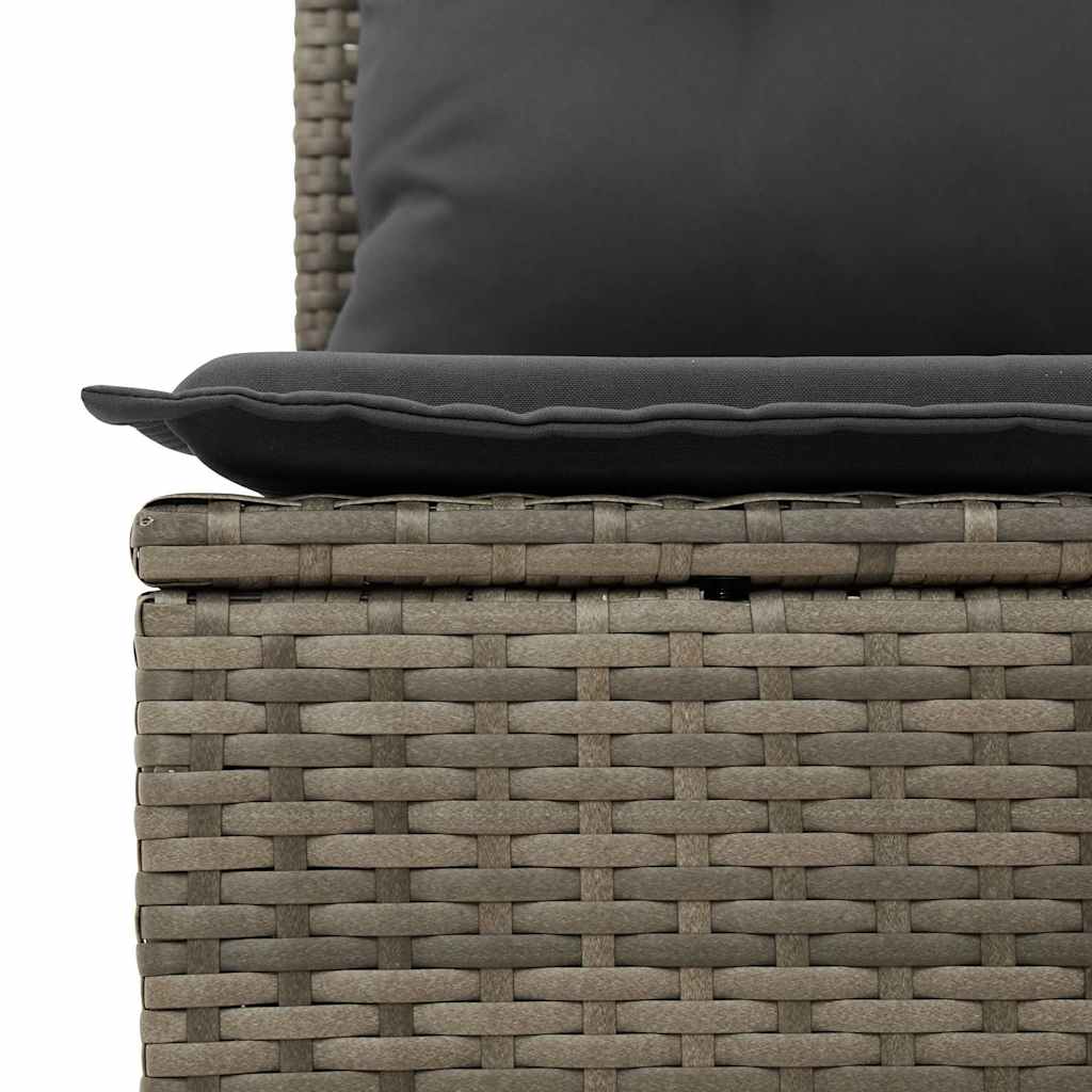 Garden Sofa with Cushions 3-Seater Grey Poly Rattan