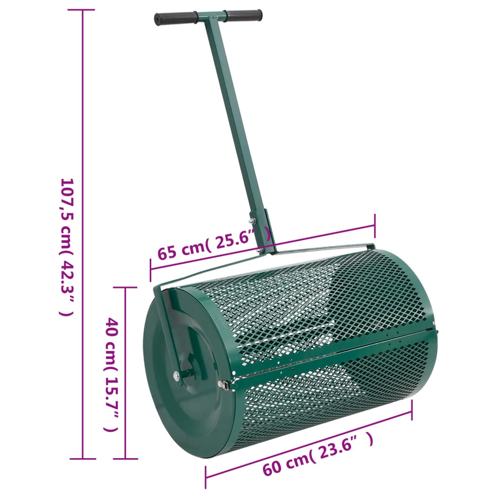 Compost Spreader 75L Green Ã˜40x60 cm Steel