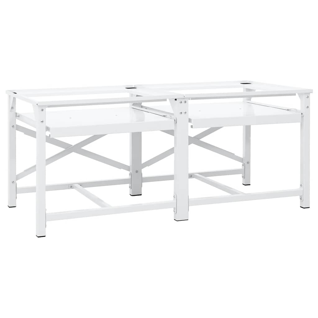 Double Washing Machine Pedestal with Pull-Out Shelves White