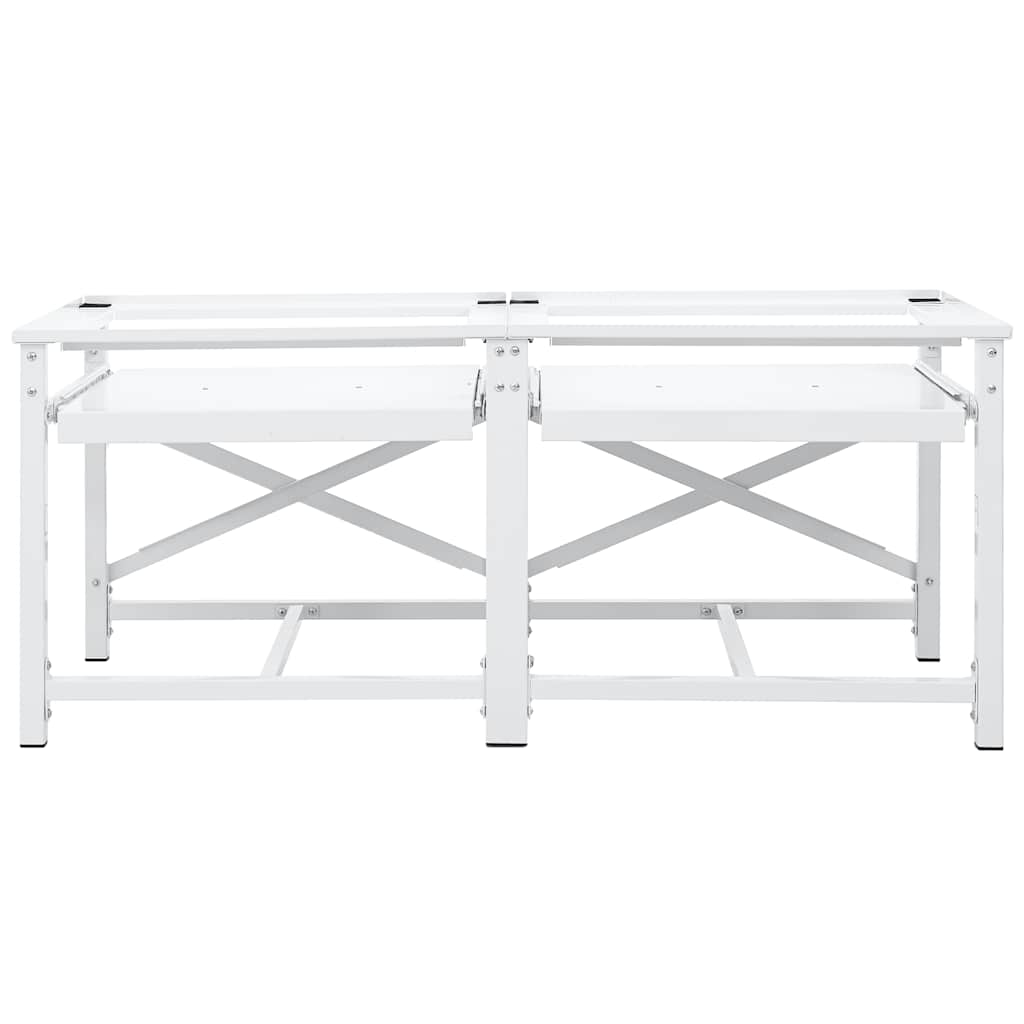 Double Washing Machine Pedestal with Pull-Out Shelves White