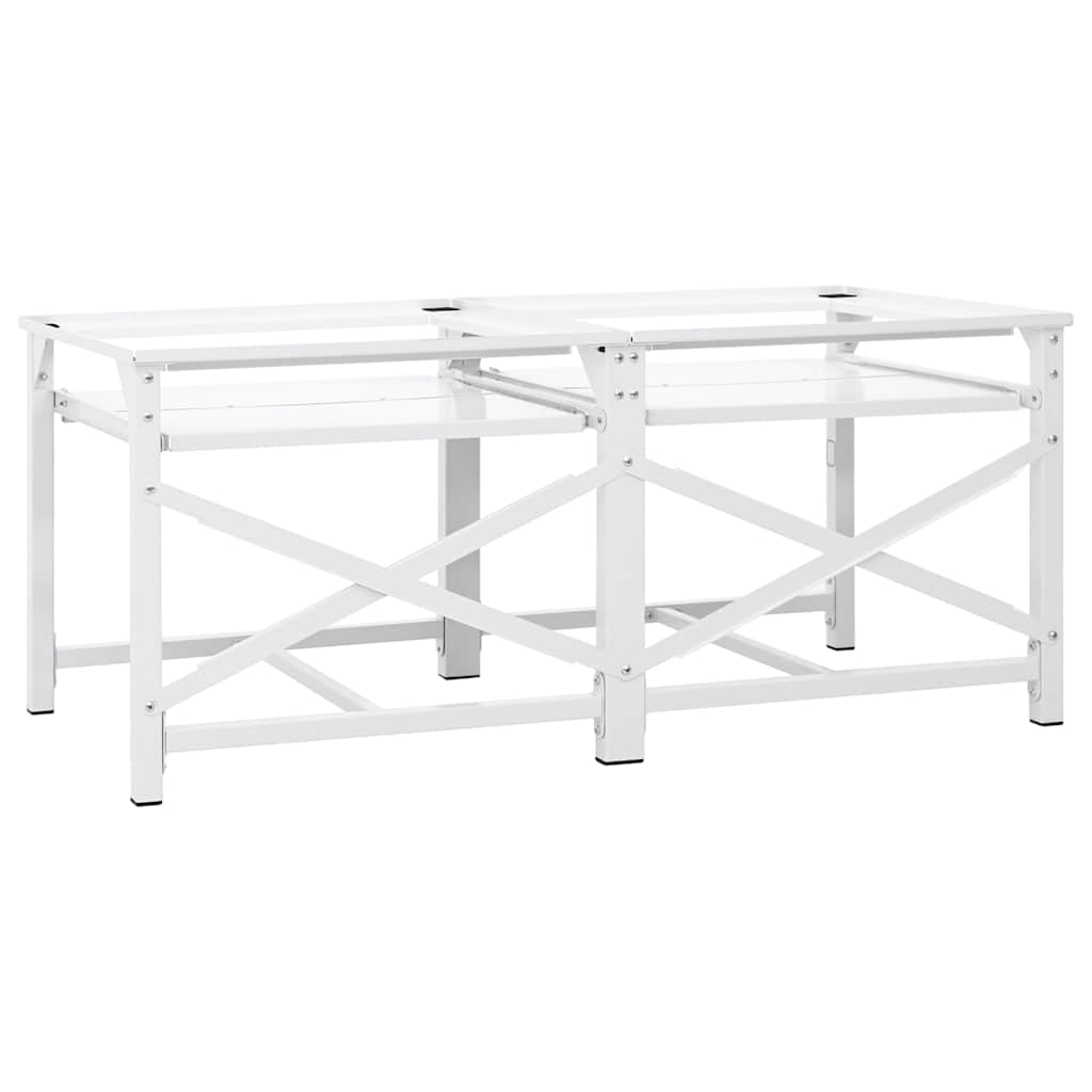 Double Washing Machine Pedestal with Pull-Out Shelves White
