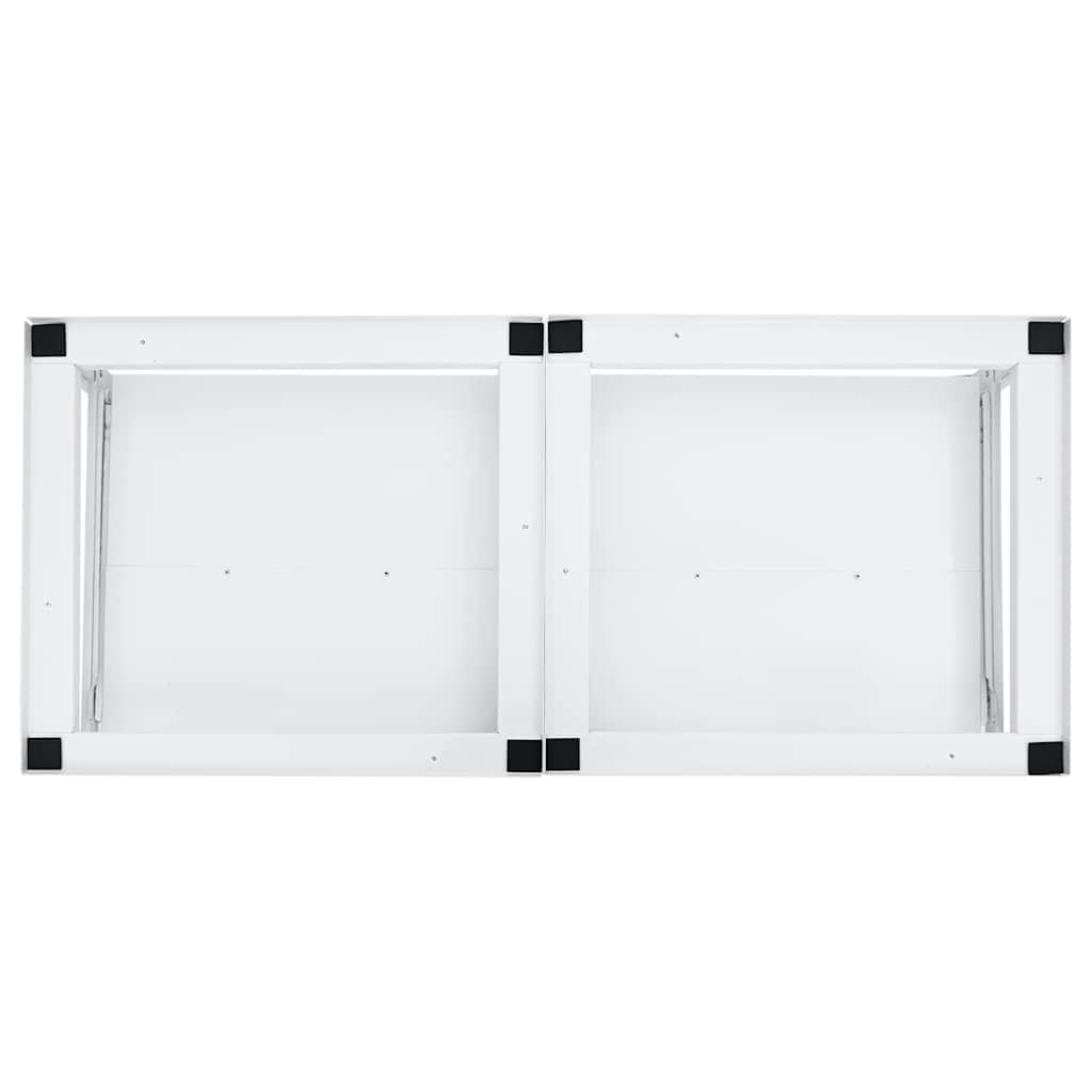 Double Washing Machine Pedestal with Pull-Out Shelves White